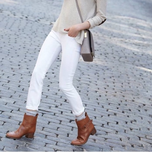 J. Crew Shoes - J Crew Parker cognac leather classic brown low heel ankle boots size 6